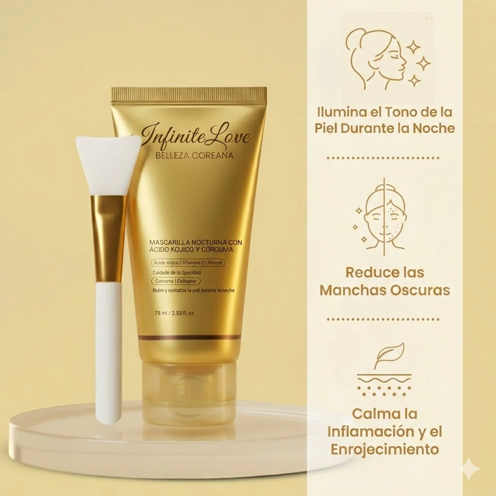 Mascarilla Coreana Nocturna de Cúrcuma y Ácido Kójico para Manchas, Melasma y Brillo Instantáneo